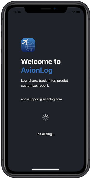 AvionLog Welcome Screen